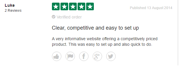 5 star review on trust pilot from luke