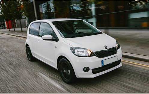 a white skoda citigo