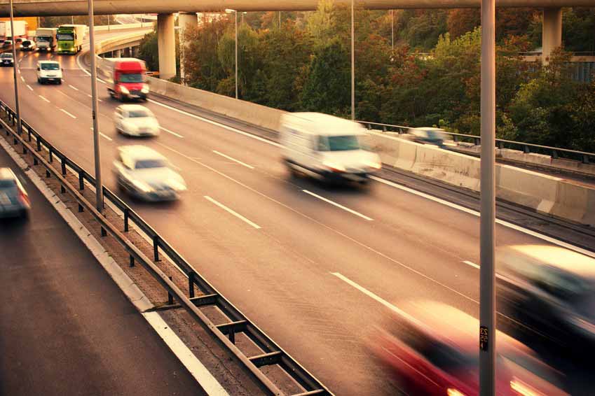 Cars rushing by on motorway